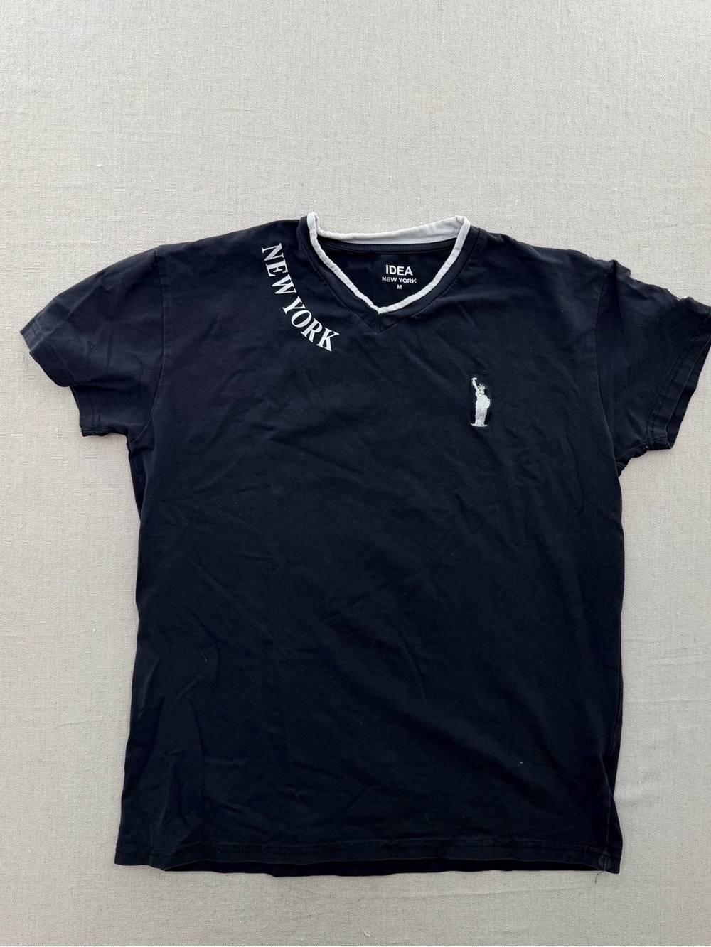 New York  Black V-Neck T-Shirt